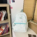 Leuke studentenrugzak met frisse doodle print, grote schooltas voor tieners. - Enkele Tas / Groen