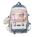 Japanse stijl schattige schoolrugzak voor meisjes met doorzichtige zak en pluche konijn. - Enkele Tas / Donkerblauw