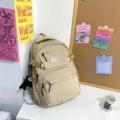 Japanse stijl grote capaciteit casual rugzak, hippe beige schooltas voor studenten. - Enkele Tas / Khaki