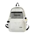 Witte casual canvas rugzak met gaasvak en astronaut hanger voor dagelijks gebruik. - Enkele Tas / Wit