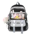 Japanse Harajuku rugzak met grote capaciteit, doorzichtig venster en schattige hangers - Enkele Tas / Zwart