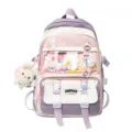 Japans Harajuku stijl casual rugzak met pluche hanger en transparante voorzak - Enkele Tas / Paars