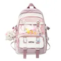 Zaino per studenti in stile giapponese grande capacita rosa bianco casual borsa - Rosa