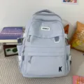 Grote capaciteit effen kleur studenten rugzak, Japanse stijl casual schooltas voor dagelijks gebruik. - Enkele Tas / Blauw