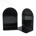 Black metal arched bookends heavy duty desktop book stands for office study room organization - Semicircle
