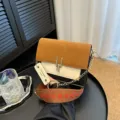 Γυναικεία τσάντα ώμου color block φθινόπωρο ρετρό μικρή τετράγωνη τσάντα μοντέρνος σχεδιασμός - Καφέ