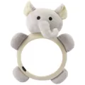 Baby car seat mirror detail shot featuring cute grey plush elephant design and clear reflection. - Elephant Mirror / Gray