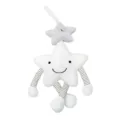 Cute plush star hanging toy for baby stroller, soft infant musical wind chime soothing companion. - White