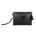 Sac à main clutch pour femme en cuir synthétique noir avec glands et texture rétro. - 28*18*1cm / Noir
