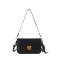 Zwarte dames schoudertas retro kleine vierkante crossbody tas met gouden hardware elegant. - Zwart