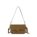 Vintage olijfgroene lederen schoudertas, elegante retro crossbody tas voor dames dagelijks. - Khaki