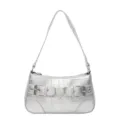 Zilveren metallic schoudertas voor dames, trendy Y2K okseltas met krokodillenstructuur - Zilver