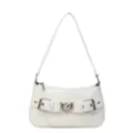 Sac épaule blanc effet croco avec boucle cœur, élégant sac sous les bras variant. - Blanc