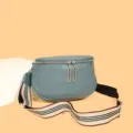 Leather saddle bag grey-blue chest bag casual crossbody bag stylish ladies handbag variant - Blue