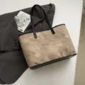 Casual retro PU leer grote capaciteit shopper tas voor dames, stijlvolle herfst schoudertas - Zonder hanger / Khaki en Zwart