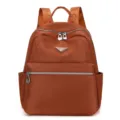 Sac à dos en nylon marron pour femme sac de voyage décontracté avec poches multiples et métal - Orange