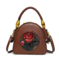 Vintage gebosseleerde bloemen leren schoudertas, retro crossbody tas met rozenmotief. - Eén Bloem