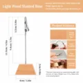 Wooden memo clip with beech wood base and metal alligator clip for desktop photo and note display. - Light Color-Trapezoid Base