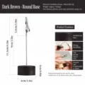 Wooden memo clip specification image showcasing dimensions and features of the desktop photo card holder. - Dark Color-Round Base