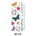 Feuille de tatouage temporaire étanche avec papillons colorés, cœurs et motifs floraux. - M-175