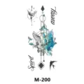 Autocollant de tatouage temporaire imperméable avec design aquarelle oiseau géométrique et fleurs. - M-200