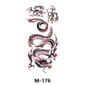 Autocollant de tatouage temporaire imperméable design de dragon rouge et noir pour art corporel. - M-176