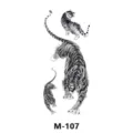 Adesivo tatuaggio temporaneo tigre inchiostro cinese variante M-107, arte in bianco e nero. - Stile Tigre Inchiostro (M-107)