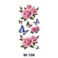 Tatuaggio temporaneo con rose rosa e farfalle colorate, elegante design di body art M-108 - Stile Rosa Farfalla (M-108)