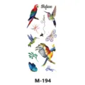Planche de tatouage temporaire imperméable avec oiseaux et papillons colorés élégants. - M-194