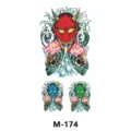 Autocollants de tatouage temporaire imperméables avec masques de démon hannya, lotus et crânes. - M-174