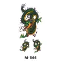 Autocollant de tatouage temporaire étanche avec un motif de dragon vert chinois coloré. - M-166