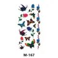 Feuille de stickers de tatouage temporaire imperméable avec papillons et roses colorés. - Motif M-167