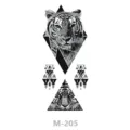 Waterproof temporary tattoo sticker with geometric tiger design, easy body art transfer. - M-205