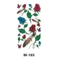 Feuille de tatouage temporaire imperméable avec motifs de roses colorées, plumes et papillons. - M-165