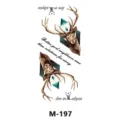 Autocollant de tatouage temporaire étanche avec motif de cerf géométrique et texte anglais. - M-197
