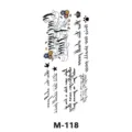 Foglio di adesivi per tatuaggi temporanei con scrittura corsiva inglese e motivi floreali. - Stile Floreale Lettera Inglese (M-118)