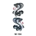Foglio di adesivi per tatuaggi temporanei impermeabili cobra nero con design di serpente feroce. - Stile Serpente Cobra (M-104)