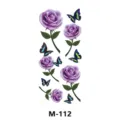 Tatuaggio temporaneo con rose viola e farfalle, design artistico per il corpo impermeabile donna. - Stile Rosa Viola Farfalla (M-112)