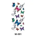 Foglio di adesivi per tatuaggi temporanei a farfalla colorata con elegante design floreale. - Stile Farfalla Vite Colorato (M-091)
