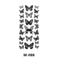 Foglio di adesivo per tatuaggio temporaneo farfalla nera con vari design artistici. - Stile Farfalla Bianco e Nero (M-088)