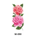 Adesivo per tatuaggio temporaneo impermeabile con doppie rose rosa per decorazione corporea. - Stile Rosa Rosa (M-090)