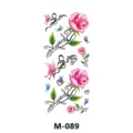 Foglio di adesivo per tatuaggio temporaneo farfalla floreale con rosa e testo in inglese. - Stile Inglese Rosa Farfalla (M-089)