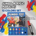 Jumbo acrylic markers 12 colors set with 15mm broad tip for poster graffiti art painting. - 12 Colors Set