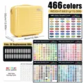 466 color acrylic brush markers set in suitcase box with color swatch cards and nibs. - 466 Colors Suitcase Set