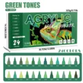 24 colors acrylic brush marker set for art drawing, painting, and DIY craft projects. - Green Tones 24 Colors