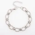 Massives Edelstahl Hantel Ovalglied Armband, langlebiger metallischer Armschmuck. - Funkelnder Ovaler Hantelstil / Armband(17+5cm) / Silber