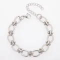 Edelstahl Hantel Gliederkette Detailaufnahme, hochwertiges Metall Schmuck Accessoire. - Polierter Ovaler Hantelstil / Taillenkette (70+15cm) / Silber