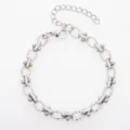 Stainless steel chunky dumbbell buckle bracelet, stylish titanium link jewelry for women. - Twisted Square Wire Oval Dumbbell Style / Bracelet (17+5cm) / Silver