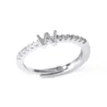 Bague lettre W en argent avec zircons cubiques, bijou de mode ouvert ajustable pour femmes. - Argent-W