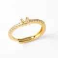 Bague reglable plaque or lettre M pavee de zircone mode elegant bijoux femme chic - Or-M